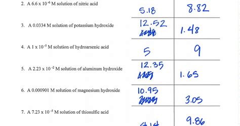An acid and a base combine to make a salt and water. pH and pOH Calculations Worksheet - Google Drive
