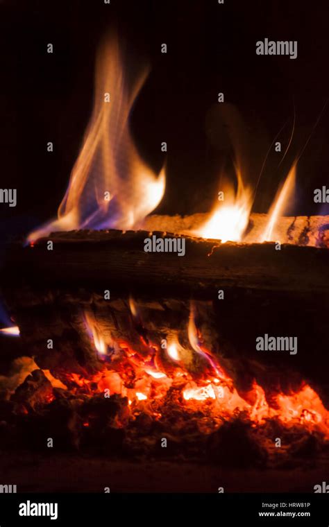 Flames From Carbonized Wood Stock Photo Alamy