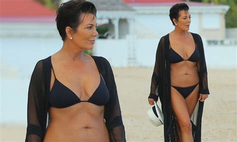 kris jenner shows off her incredible bikini body in black two piece bikinis black two piece