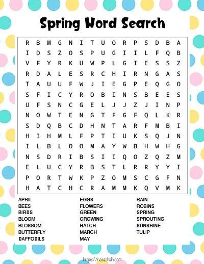 Free Spring Word Search Printable Cute Color And Ink Saving Black And