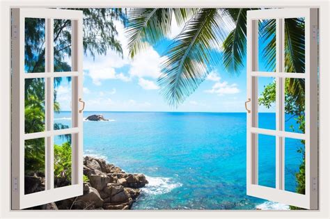 I started by sketching the artwork out onto the surface and. Details about WALL STICKERS 2016 HUGE 3D WINDOW tropical ...
