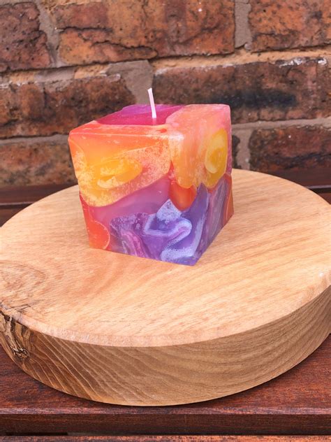 Handmade Colourful Candle Cube Candle Funky Candle Square Etsy Uk