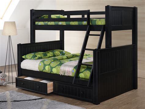 Navy Blue Bunk Bed Twin Over Full W Trundle Drawers