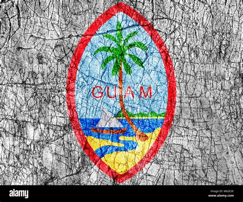 Grudge Stone Painted Us State Guam Seal Flag Stock Photo Alamy