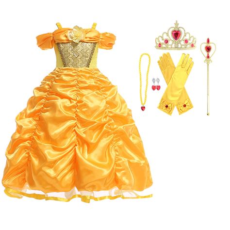 Hawee Little Girls Layered Princess Belle Costume Dress Up With