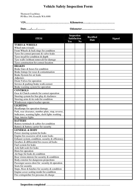 Run this vehicle inspection checklist to perform your yearly inspection. black and white clipart car inspection check list - Clipground