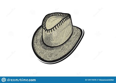 Hand Drawn Hat Cowboy Logo Designs Inspiration Isolated On White