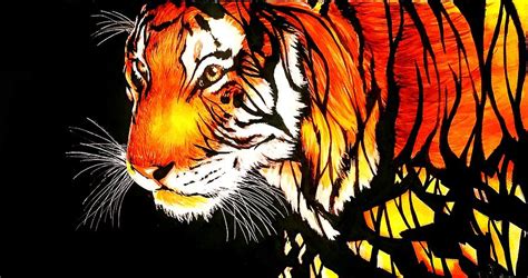 Tiger Abstract Ink Painting Painting By Desire Doecette Fine Art America