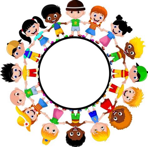 Circle Of Happy Children Different Races — Stock Vector © Tigatelu