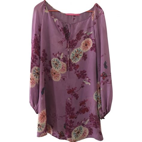 Pre Owned Emanuel Ungaro Purple Silk Dress Modesens