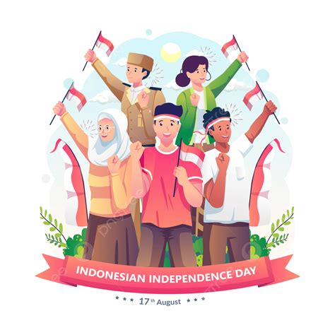 Orang Orang Merayakan Hari Kemerdekaan Indonesia Dengan Masing Masing Mengibarkan Bendera Merah