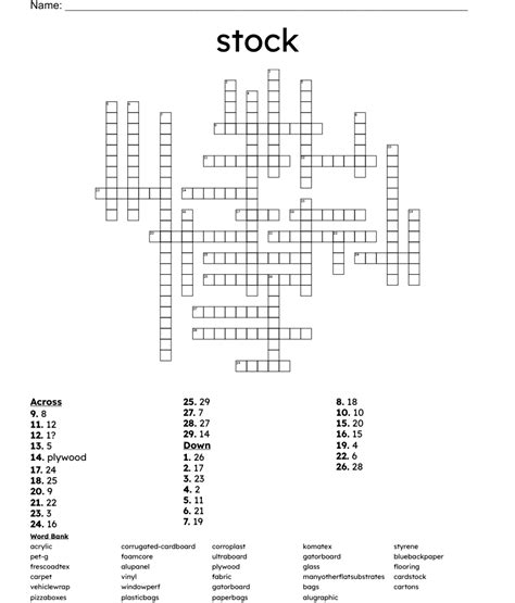 Stock Crossword Wordmint