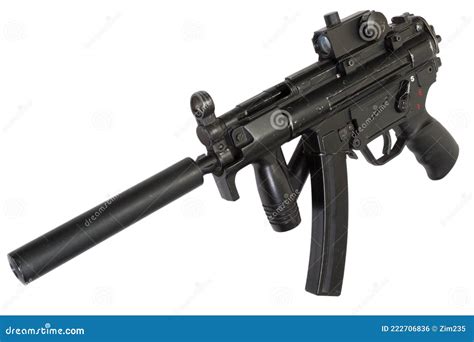 Submachine Gun Mp5 With Silencer Royalty Free Stock Photo