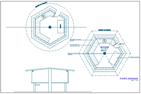 Assume they have a square base, the plan will be a square with lines connecting the opposite vertices and forming a cross (as viewed from top perpendicularly). Kiosk of garden elevation and sectional view dwg file ...