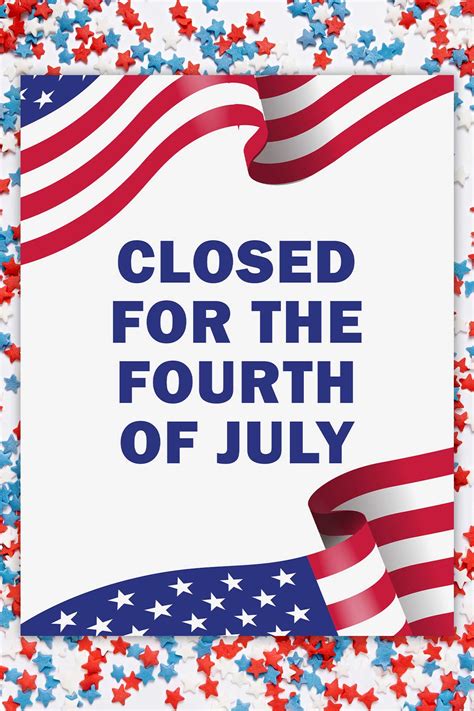 Printable Closed For 4th Of July Sign Template Example 3 Mom Envy