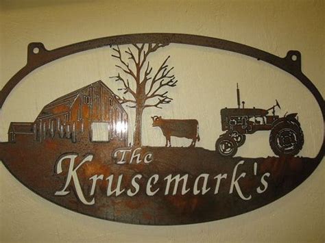 Personalized Metal Sign With Barn And Cow Calf By Signperformance