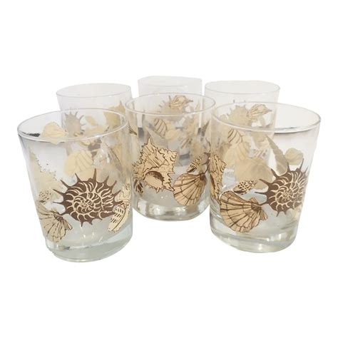 Vintage Coastal Seashell Design Georges Briard Cocktail Glasses Set 6 Chairish