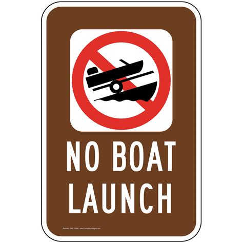 Vertical Sign Boating Marine No Boat Launch Sign