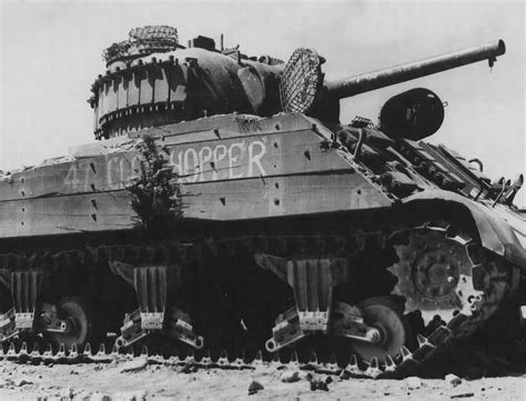 Knocked Out M4a3 Sherman Clodhopper With Wooden Side Armor Of The C
