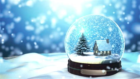 Christmas Snow Globe Snowflake With Snowfall On Blue Background Stock Footage Video 5007479