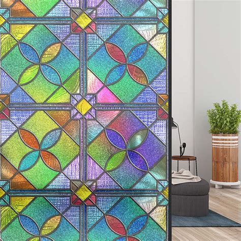 wholesale online frosted floral static cling stained glass door window film sticker privacy