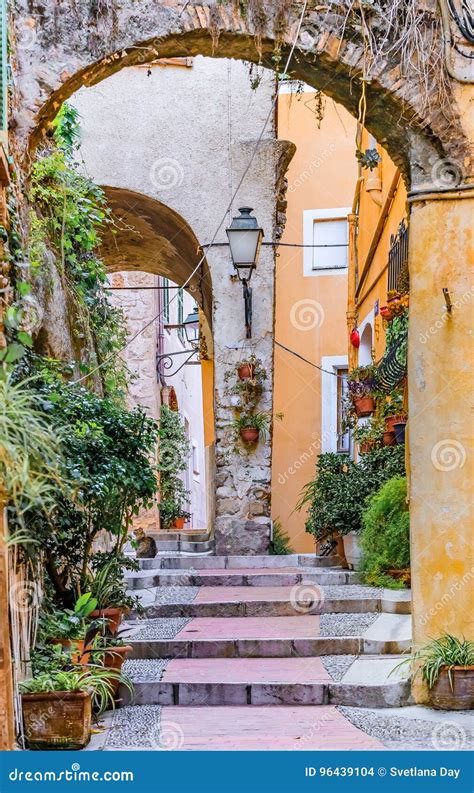 Streets In The Old Town Of Menton On The French Riviera Stock Photo
