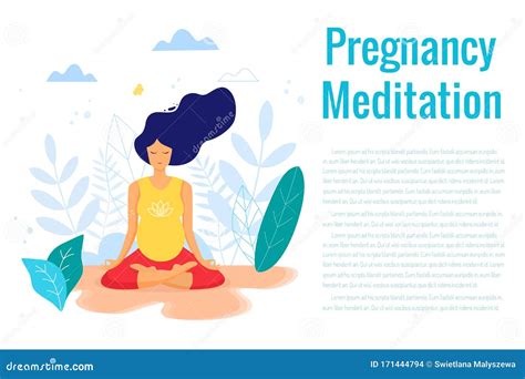 Pregnant Woman Practicing Yoga And Meditation Vector Illustration Stock Illustration