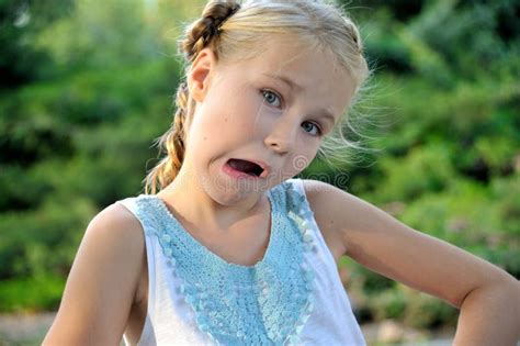 Cute Little Girl Making Funny Face Stock Image Image Of Childhood