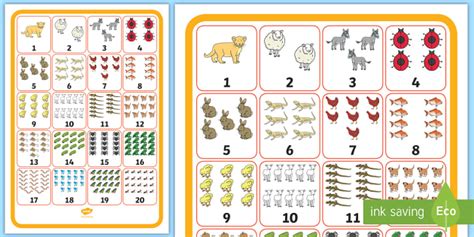 Numbers 1 20 With Animals Display Poster Numbers 0 20 With Animals