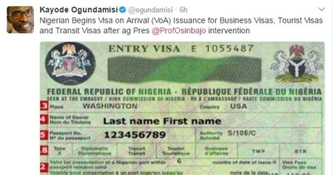 nigerian begins visa on arrival voa issuance for business visas tourist visas information