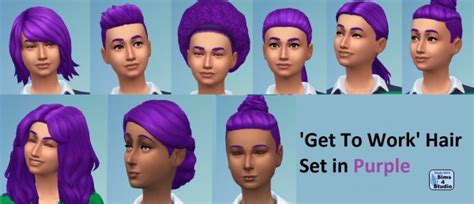 Sims 4 Hairs ~ Mod The Sims Hairstyle Set In Purple By Wendy35pearly