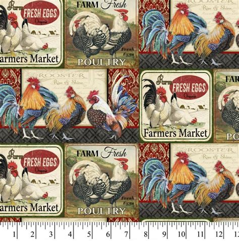 Chicken Fabric Rooster Fabric 100 Cotton Fabric Fabric By Etsy
