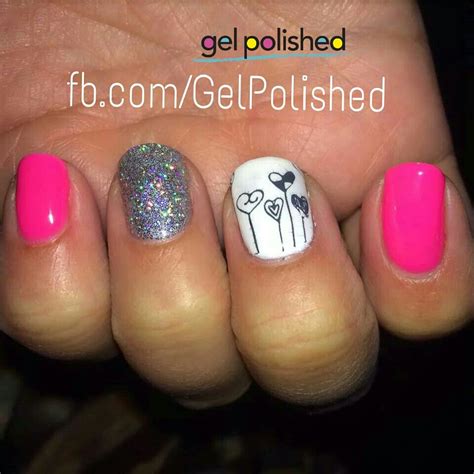 Nail Art Using Ibds Just Gel In Tickled Pink And Gelish In Arctic