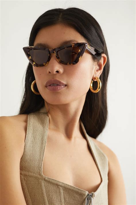 Bottega Veneta Cat Eye Tortoiseshell Acetate Sunglasses In Brown Lyst