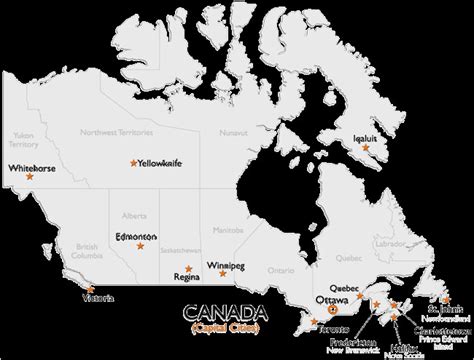 Map Of Canada Capital Cities