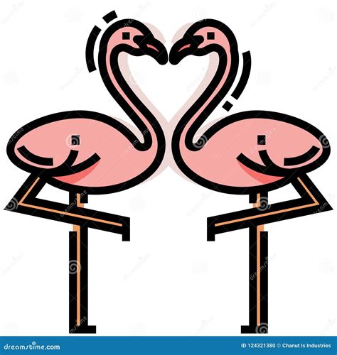 Flamingo Heart Linecolor Illustration Stock Vector Illustration Of
