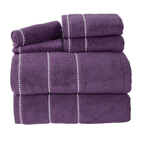 Lavish Home Zero Twist Quick Dry 6 Piece Eggplant Solid Cotton Bath