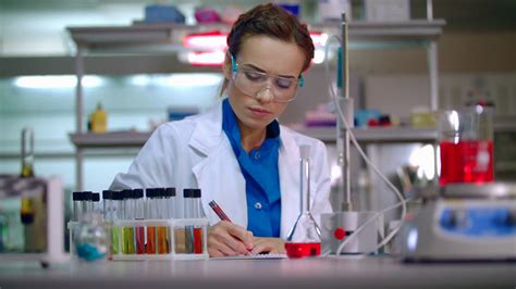 Female Scientist Working With Scientist Tablet Woman Scientist Using