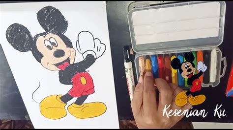 Tokoh Kartun Mickey Mouse Menggambar Dan Mewarnai Dengan Crayon Youtube