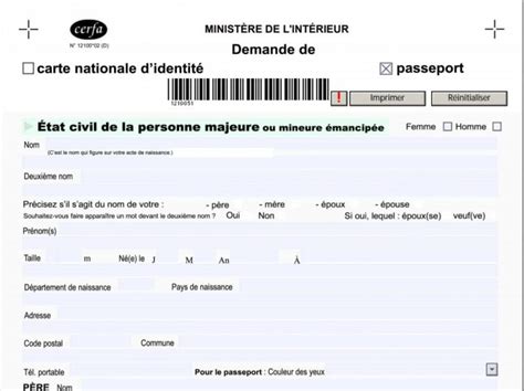 Le Formulaire CERFA Pour Une Demande De Passeport Renouvellement