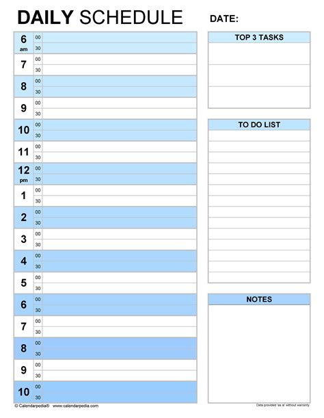Downloadable Editable Daily Schedule Template Daily Calendar Free 25