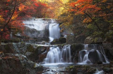 Autumn Waterfalls Landscapes Photo By Jaeyoun F9gzi