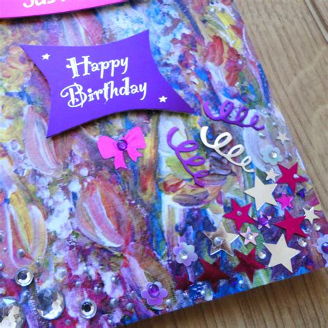 Flowers Happy Birthday Card Highly Embellished Handcrafted Card
