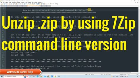 How To Unzip A Zip File From Command Prompt By Using 7 Zip Youtube