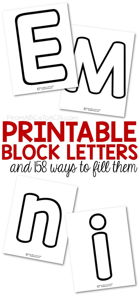 Printable Block Letters And 158 Ways To Fill Them From Abcs To Acts
