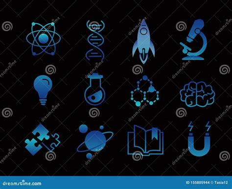 Science Icons Set Gradient Style Vector Illustration Stock Vector