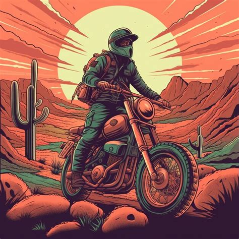Premium Ai Image Illustration Of A Man Riding A Motorcycle In The