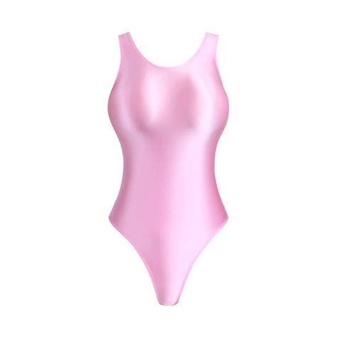 Womens Fashion Sexy Satin Glossy Swimwear Shiny One Piece Bikini Thong Bodysuit Ebay