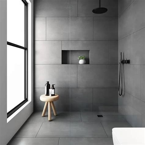 Large Dark Grey Bathroom Tiles Everything Bathroom