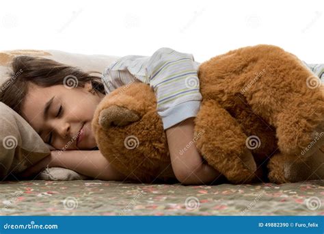 Girl Sleeping With Teddy Bear Stock Photo Image Of People Innocence